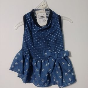 New blue Small dog dress